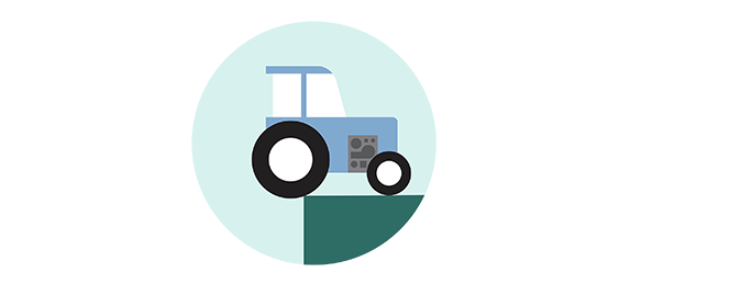 Illustrasjon risikobasert: traktor på kanten av et stup. 