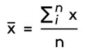Illustrasjon som viser utrekninga av gjennomsnitt av x(x̄)