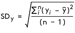 Illustrasjon som viser utrening av standardavviket til  y(Sy)-